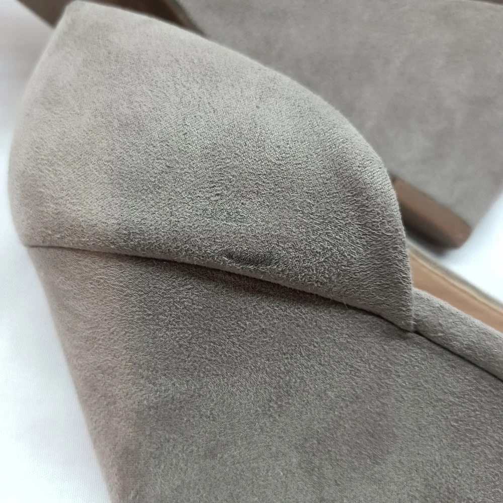 Franco Sarto Fayrah Taupe Grey Suede Wedge Pumps d'Orsay Pointed Toe Shoes 7.5M